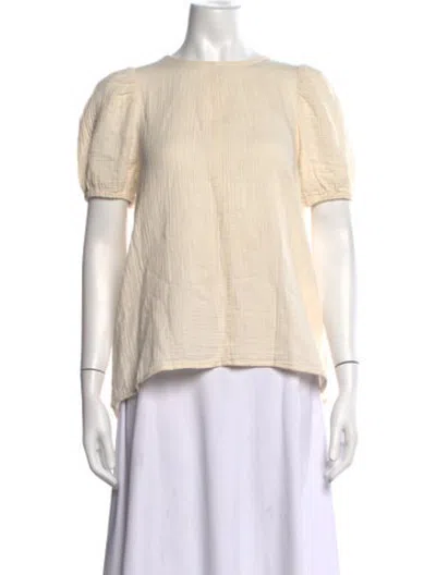 Pre-owned Atelier Delphine Crew Neck Short Sleeve Blouse In Neutrals