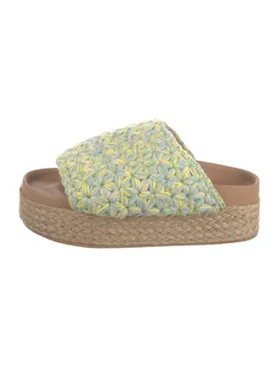 Pre-owned Atelier Delphine Floral Print Slides In Green