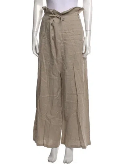 Pre-owned Atelier Delphine Linen Wide Leg Pants In Neutrals