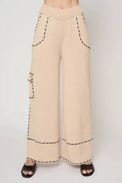 Atelier Delphine Lottie Boucle Cotton Pant In Grain And Navy In Pink