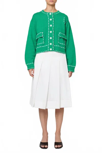 Atelier Delphine Lottie Boucle Cotton Sweater In Green And Lilac