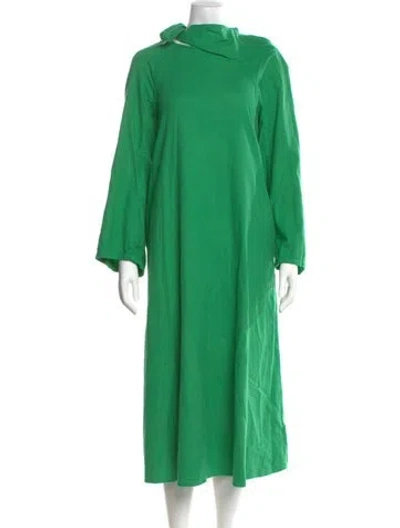 Pre-owned Atelier Delphine Mock Neck Long Dress In Green