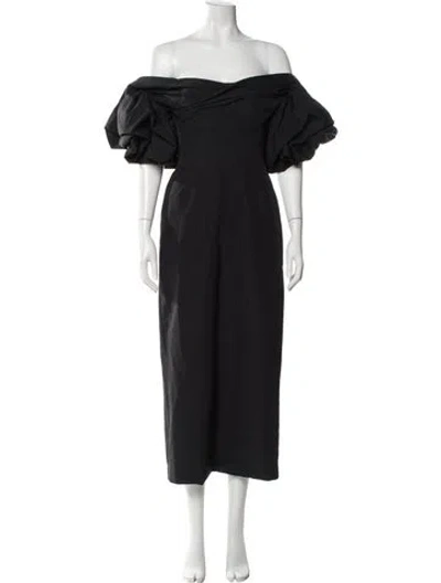 Pre-owned Atelier Delphine Off-the-shoulder Long Dress In Black