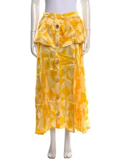 Pre-owned Atelier Delphine Patterned Long Skirt In Yellow