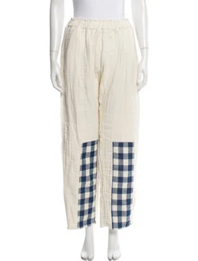 Pre-owned Atelier Delphine Plaid Print Wide Leg Pants In Neutral