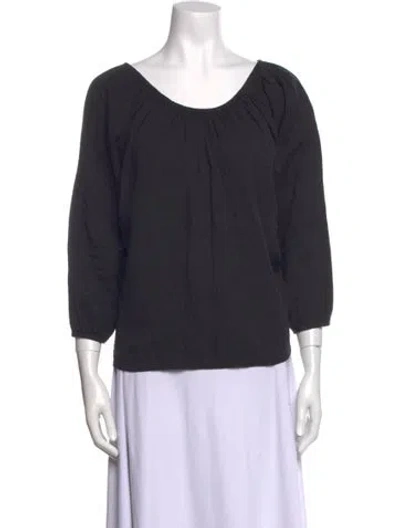 Pre-owned Atelier Delphine Scoop Neck Three-quarter Sleeve Top In Gray