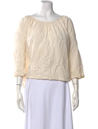 Pre-owned Atelier Delphine Scoop Neck Three-quarter Sleeve Top In Neutrals