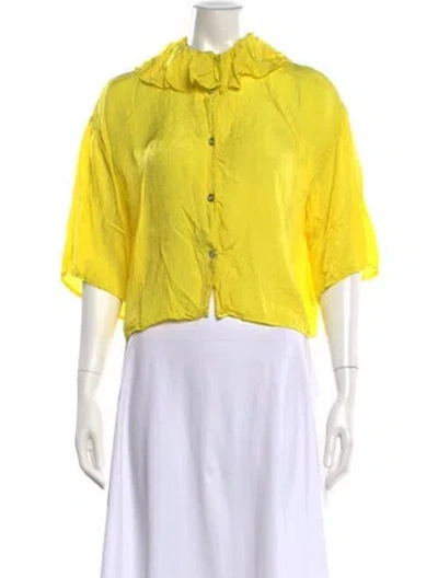 Pre-owned Atelier Delphine Short Sleeve Blouse In Yellow