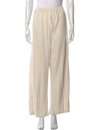 Pre-owned Atelier Delphine Silk Wide Leg Pants In Neutrals
