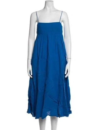 Pre-owned Atelier Delphine Square Neckline Midi Length Dress In Blue