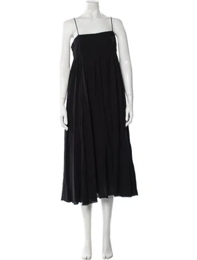 Pre-owned Atelier Delphine Square Neckline Midi Length Dress W/ Tags In Black
