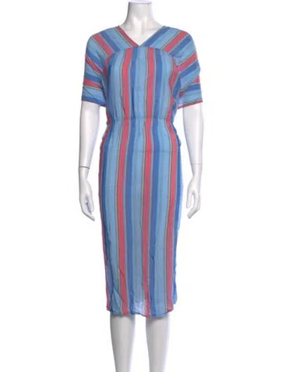 Pre-owned Atelier Delphine Striped Knee-length Dress In Blue