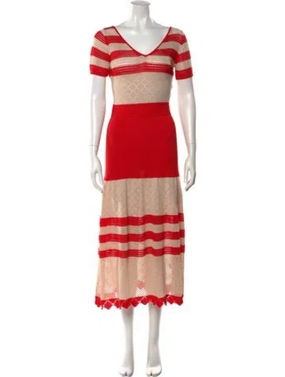 Pre-owned Atelier Delphine Striped Long Dress In Red