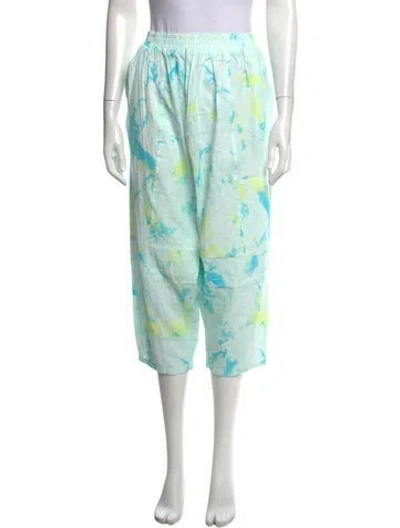 Pre-owned Atelier Delphine Tie-dye Print Wide Leg Pants In Green