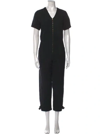 Pre-owned Atelier Delphine V-neck Jumpsuit In Black