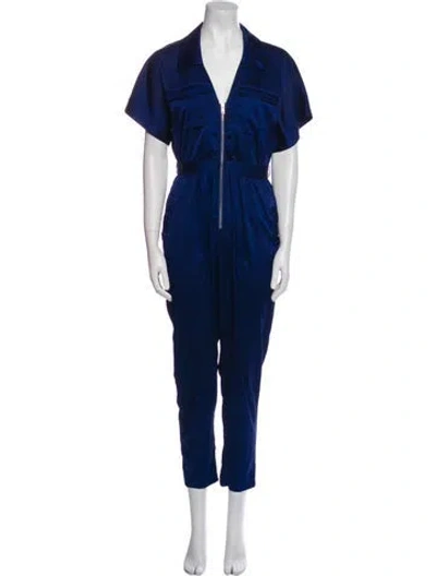 Pre-owned Atelier Delphine V-neck Jumpsuit In Blue
