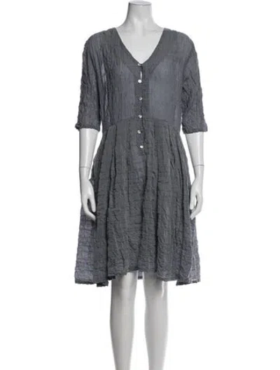 Pre-owned Atelier Delphine V-neck Midi Length Dress In Blue