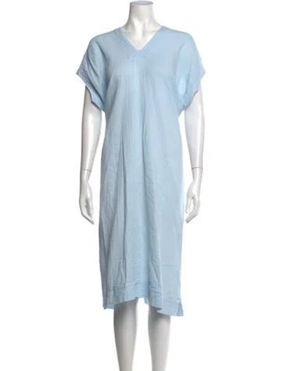 Pre-owned Atelier Delphine V-neck Midi Length Dress In Blue