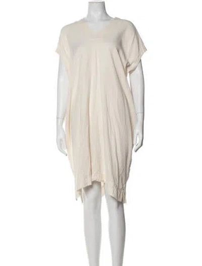 Pre-owned Atelier Delphine V-neck Midi Length Dress In Neutral