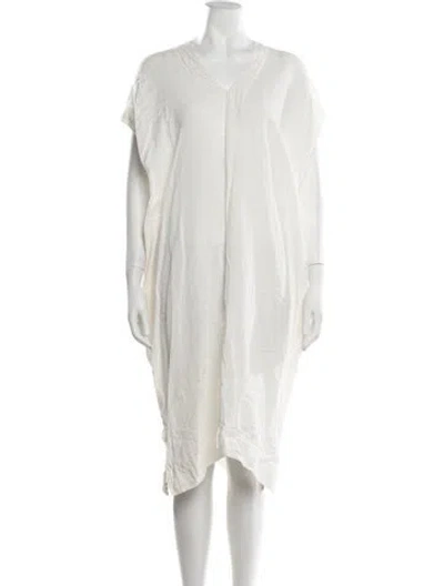 Pre-owned Atelier Delphine V-neck Midi Length Dress In White
