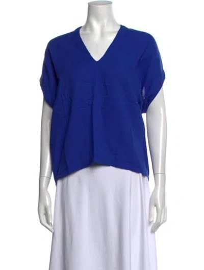 Pre-owned Atelier Delphine V-neck Short Sleeve Top In Blue