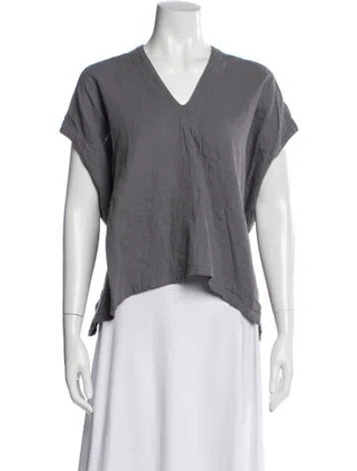 Pre-owned Atelier Delphine V-neck Short Sleeve Top In Gray