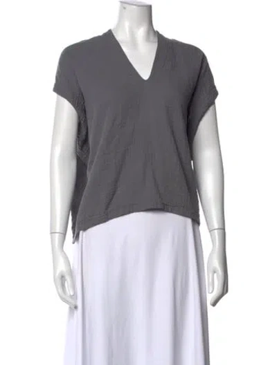 Pre-owned Atelier Delphine V-neck Short Sleeve Top In Gray