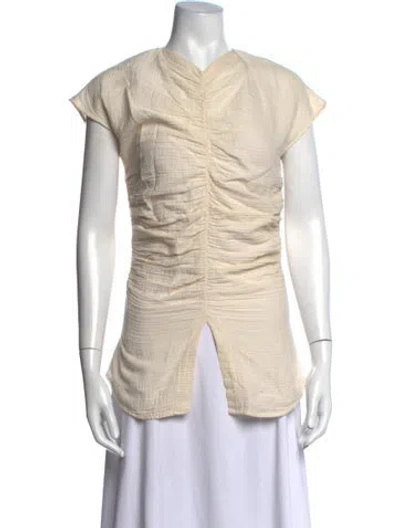 Pre-owned Atelier Delphine V-neck Short Sleeve Top In Neutrals