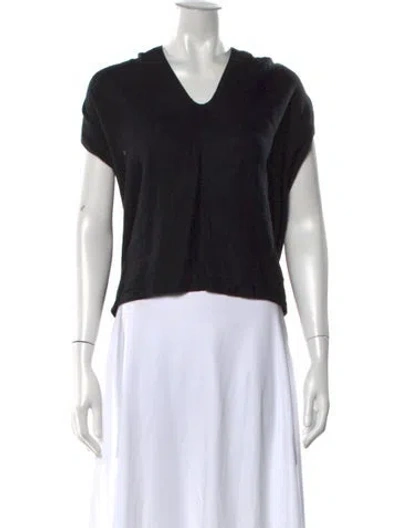 Pre-owned Atelier Delphine V-neck Short Sleeve T-shirt In Black