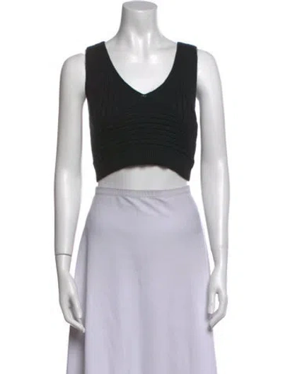 Pre-owned Atelier Delphine V-neck Sleeveless Crop Top In White
