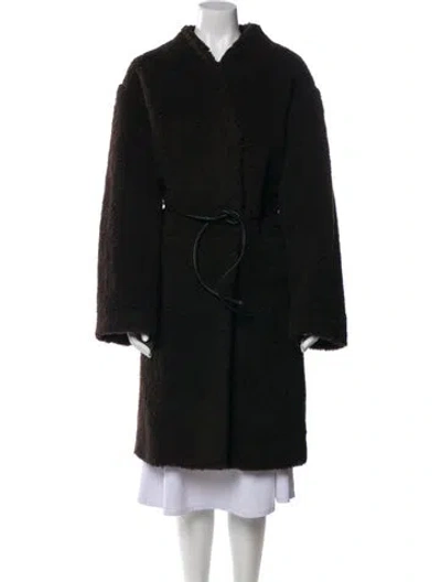 Pre-owned Atelier Delphine Wool Faux Fur Coat In Black