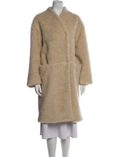 Pre-owned Atelier Delphine Wool Faux Fur Coat In Neutral