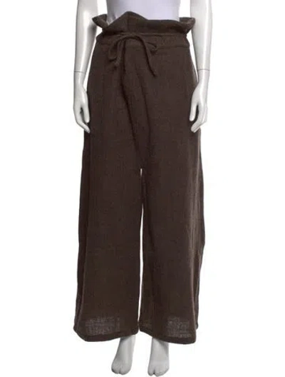 Pre-owned Atelier Delphine Wool Wide Leg Pants In Brown
