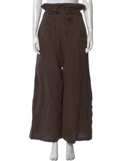 Pre-owned Atelier Delphine Wool Wide Leg Pants In Brown