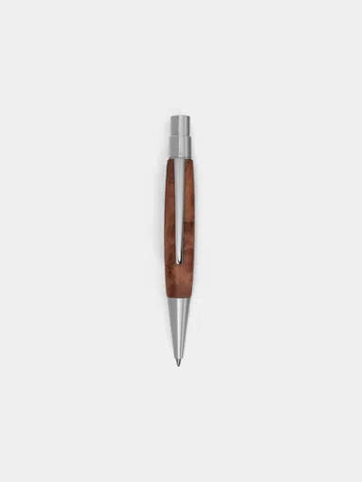 Atelier Fesseler Berlin Thuya Wood Mini Ballpoint Pen  Abask Luxury Gift In Brown