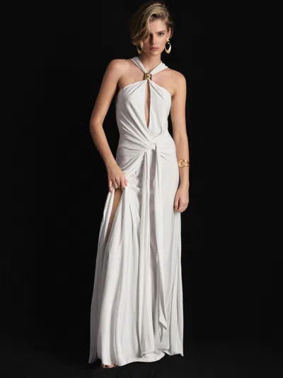 Atelier Hardware-detail Draped Maxi Dress In Ivory