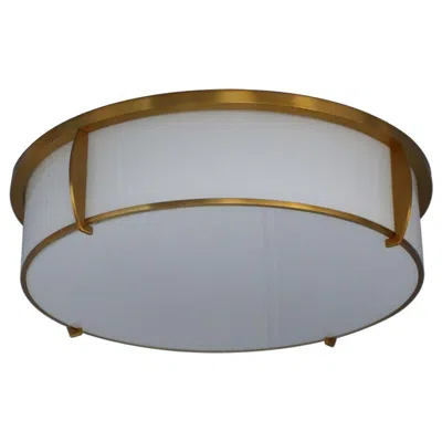 Pre-owned Atelier Jean Perzel Fine French Art Deco Bronze And Enameled Glass Flush Mount By Jean Perzel In Gold