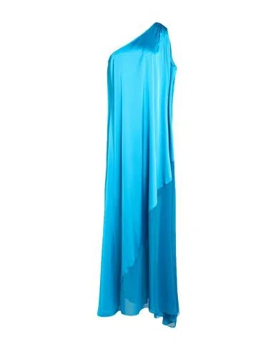 Atelier Legora Woman Maxi Dress Azure Size 8 Viscose, Polyamide, Polyester In Blue