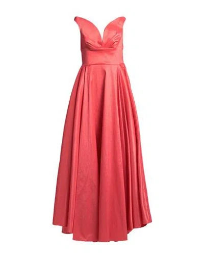 Atelier Legora Woman Maxi Dress Coral Size 8 Viscose, Polyamide, Polyester, Elastane In Red