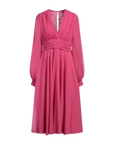 Atelier Legora Woman Midi Dress Fuchsia Size 8 Polyamide, Viscose In Pink