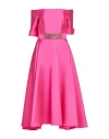 Atelier Legora Woman Midi Dress Fuchsia Size 6 Polyester, Silk In Pink