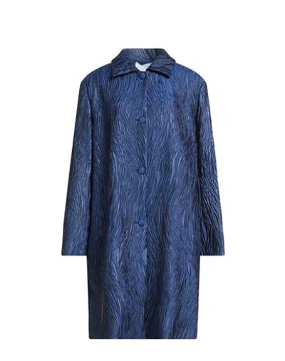 Atelier Legora Woman Overcoat & Trench Coat Navy Size 14 Polyester, Silk, Viscose, Polyamide, Elasta In Blue