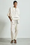 Atelier White Linen Blend Hooded Sports Jacket In White