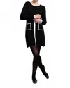 Atelier Long Sleeve Double Knit Dress In Black/white In Black