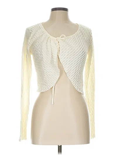Pre-owned Atelier Long Sleeve Top Ivory Plunge Neckline Tops