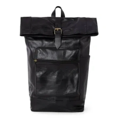 Atelier Marrakech Black Leather Travel Backpack In Brown