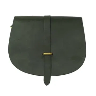 Atelier Marrakech Sam Loop Leather Khaki Green Saddle Bag In Black