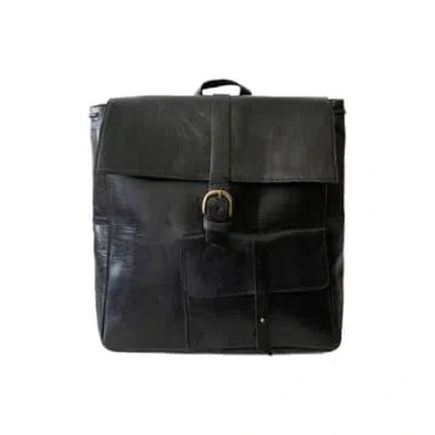 Atelier Marrakech Square Leather Backpack In Black