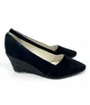 Atelier Mercadal Greta Suede Leather Wedge Espadrilles In Black In Black
