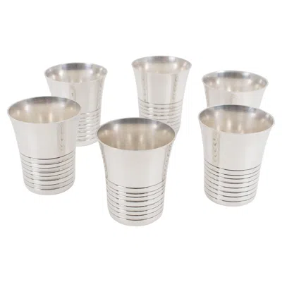 Pre-owned Atelier Moderne D’orfèvrerie. Modernist Art Deco Silver Plate Cocktail Cordial Cups Or Shot Glasses, 6 Pieces